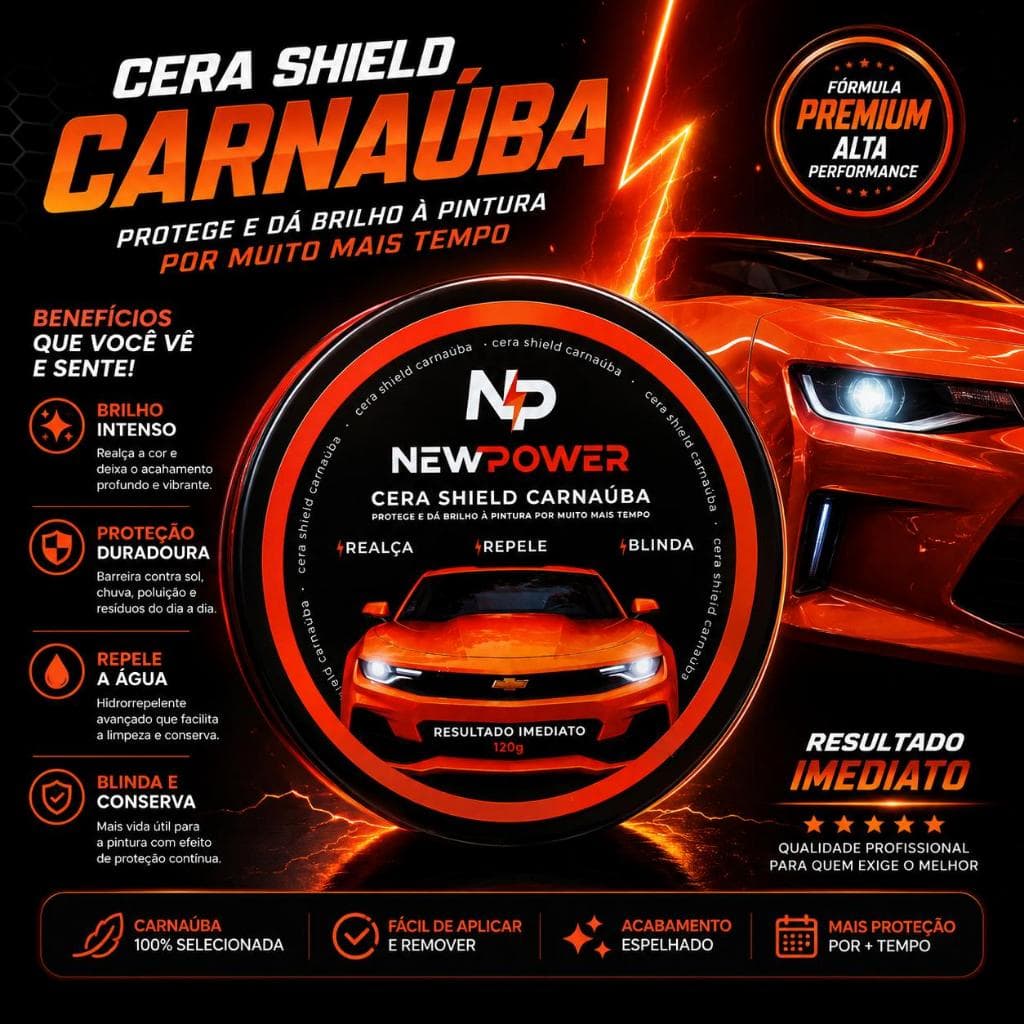 Cera Espelho Cerâmico Remove Riscos Superficiais, Repele Água, Proteção Sol e Chuva NEW POWER
