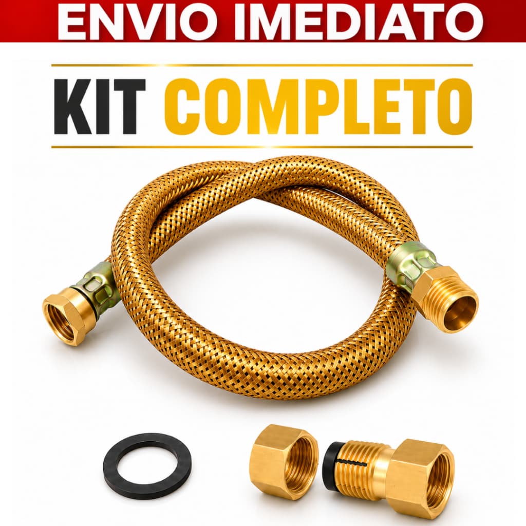 Kit Instalação Gás Encanado Mangueira Cobre Metálica Cooktop  80cm + Adaptador Dako Femea Espigão