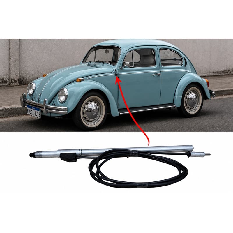 Antena Cromada Telescópica 4 Estágios C/ Cabo Sedan Fusca Vw