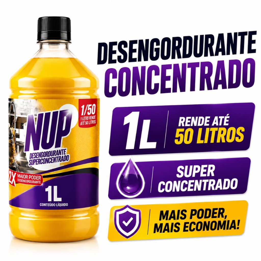 Desengordurante Concentrado 1L Multiuso para Limpeza de Gordura em Cozinha Fogão Piso e Azulejo Churrasqueira zip
