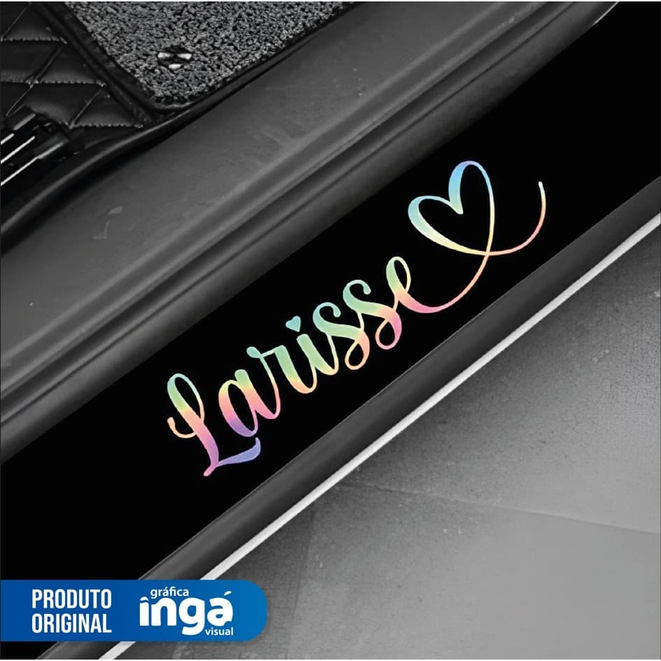 Adesivo Personalizado Seu Nome Carro Moto Capacete Bicicleta Holográfico Preto Branco Prova D' Água