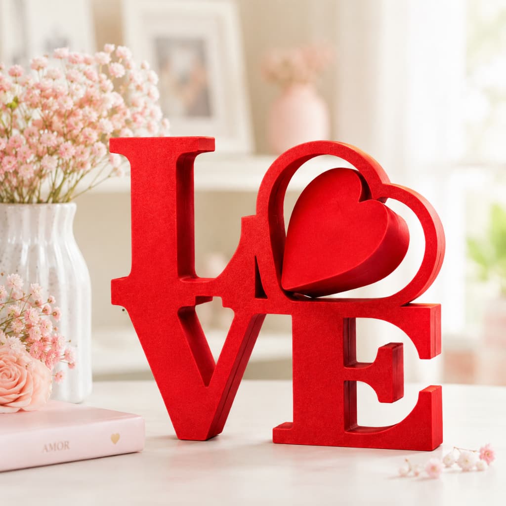 Letreiro Love Decorativo Coração Giratório Dia dos Namorados Presente Romântico Enfeite Presente