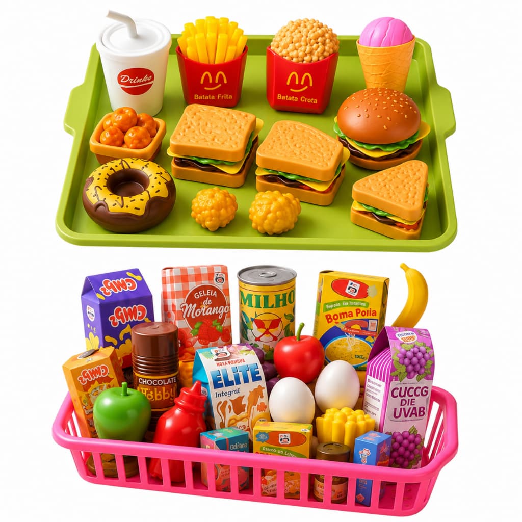 Comidinhas De Cozinha Mercadinho Brinquedos  Panelinhas Menina Menino Infantil 21 Pcs  Presente