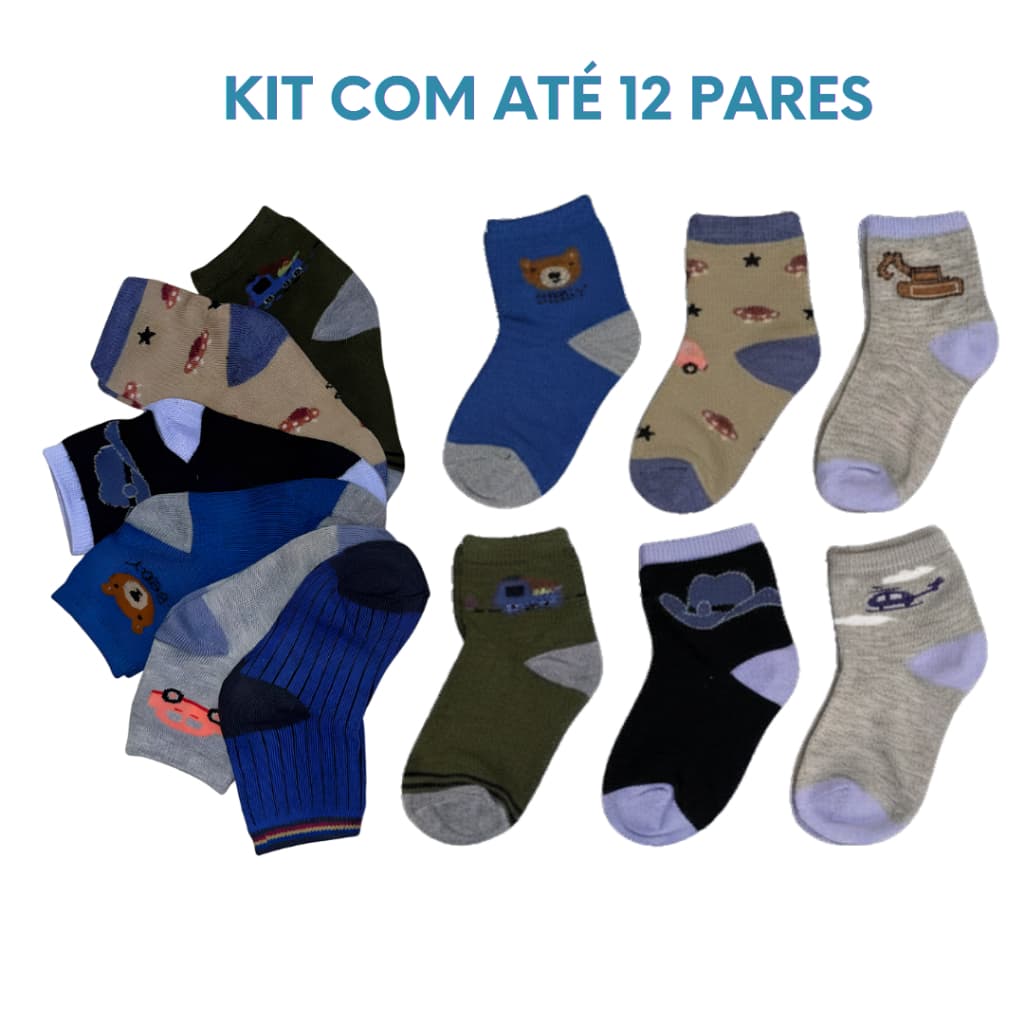 Meia menino Kit com 12 pares