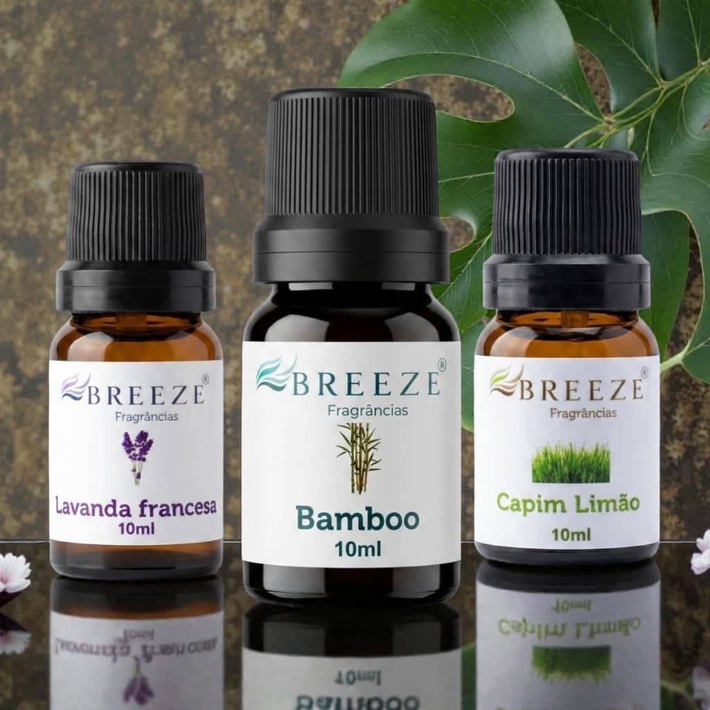 kit 3 Essencias Bamboo,Lavanda e Capim limão 10 ml Difusor e Aromatizador Eletrico