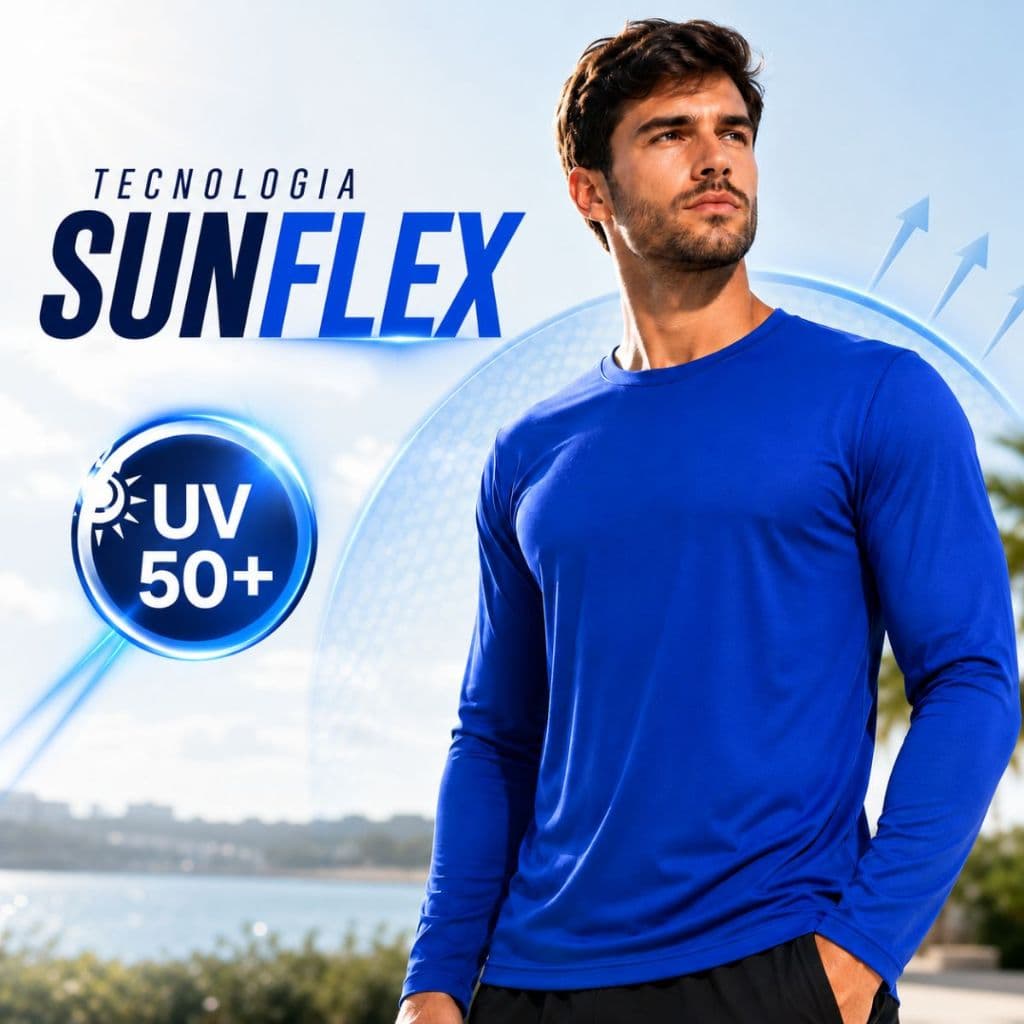 Kit Camisa Térmica Preta Azul Proteção UV 50+ Premium Segunda Pele Manga Longa Academia Malha Frio