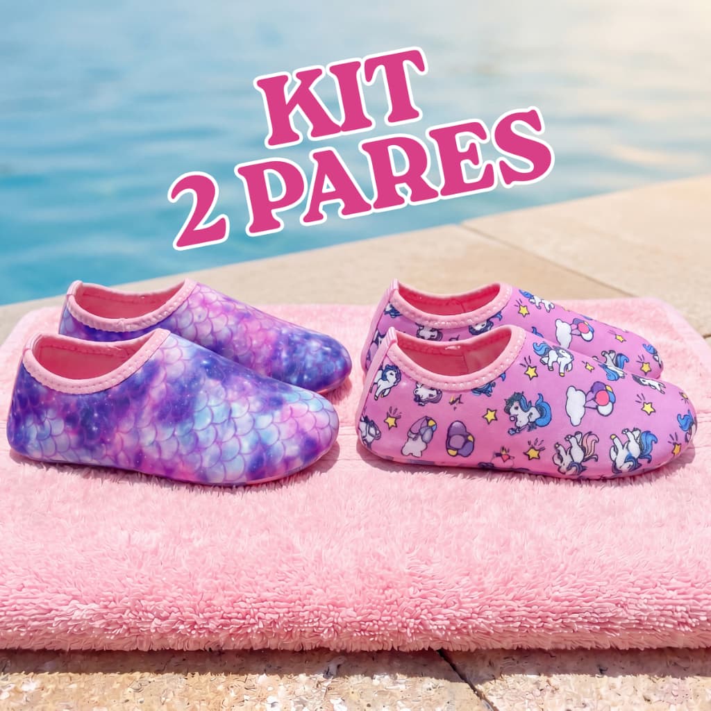 Kit Sapatilha Aquática Antiderrapante Infantil Menina Bebê Areia Praia Piscina Envio Rápido