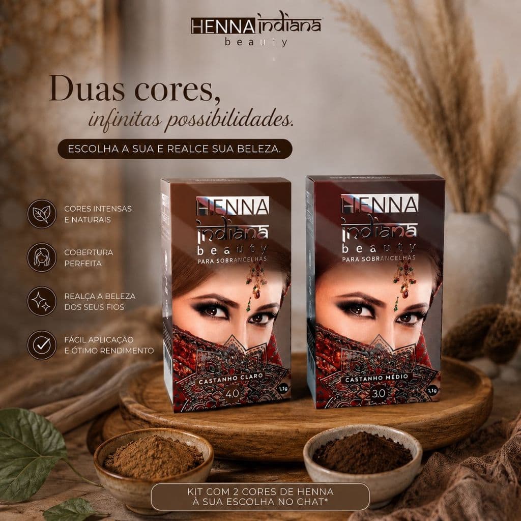 KIT com 2 cores de Henna INDIANA BEAUTY - escolha no chat*