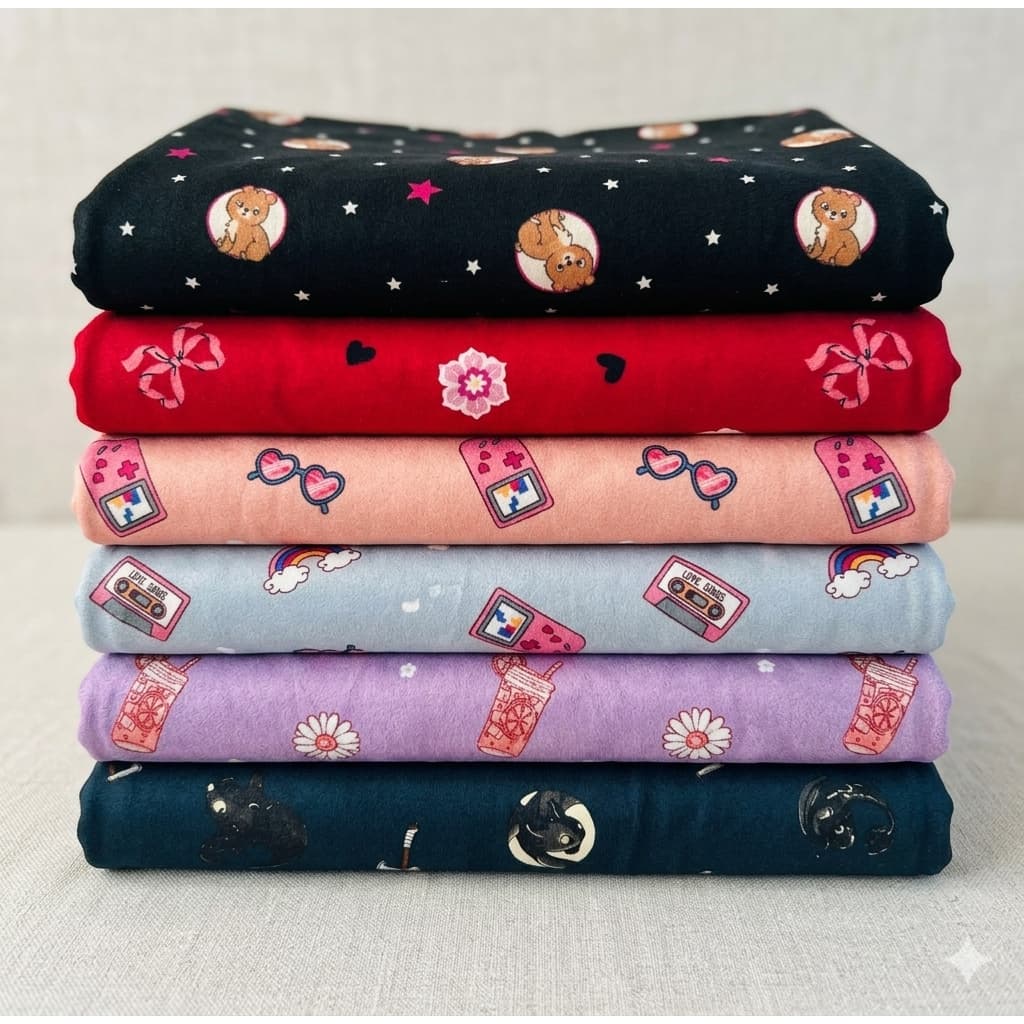 No metro tecido Malha para pijama estampada Suede Light Ultra Macio 1mt x 1,60mt de largura -160g/m²-Super macia