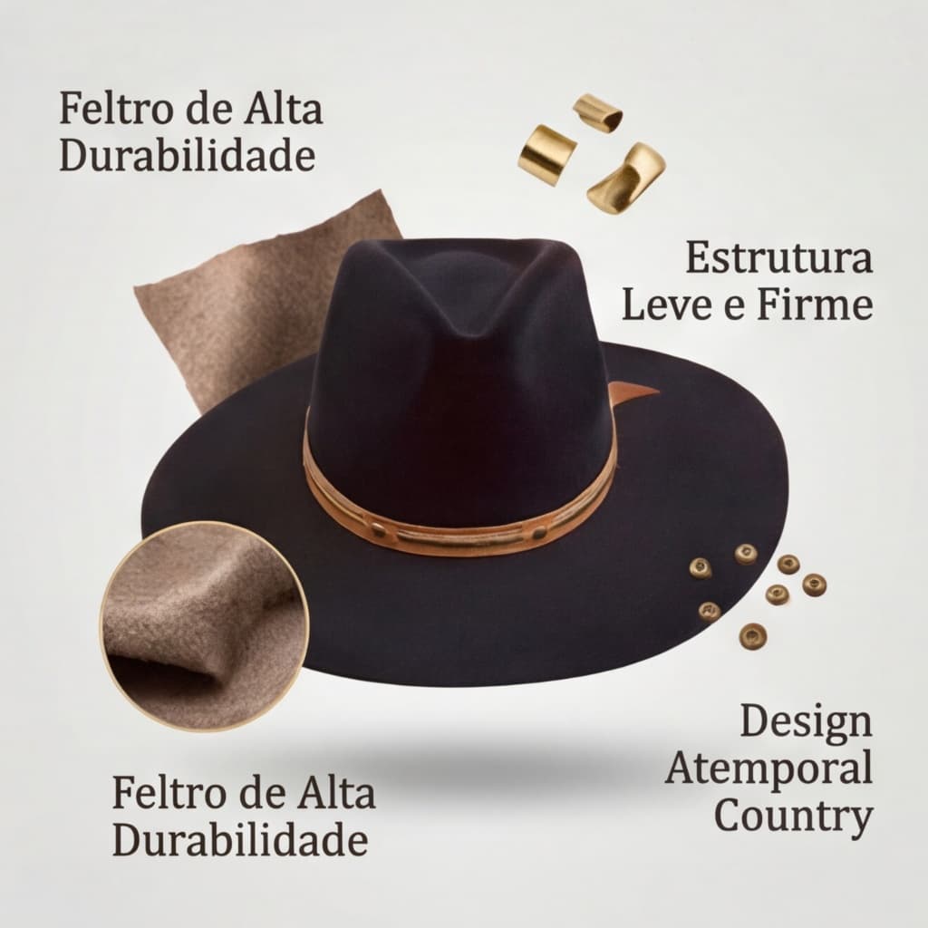 Chapéu Gustavo Lima 2.0 Estilo Country Vaqueiro Fedora Aba Larga Unissex Promoção