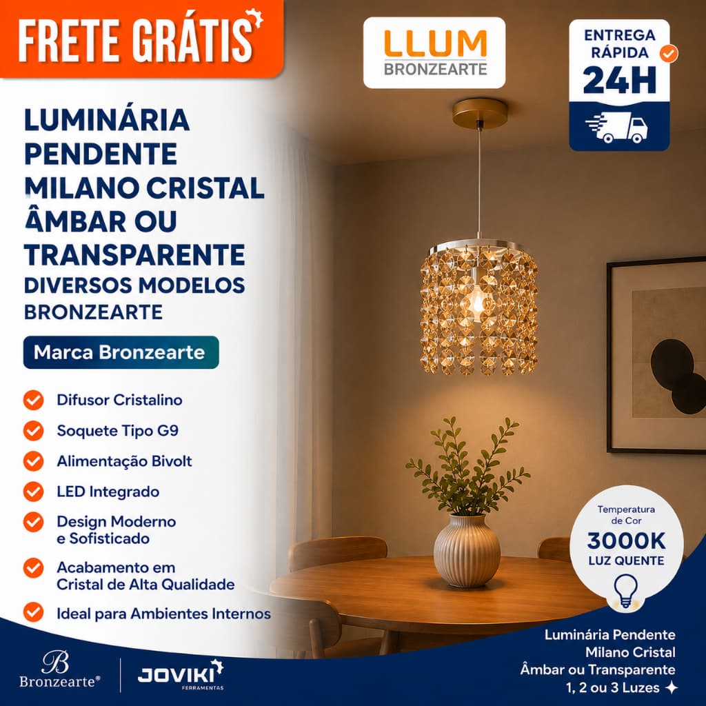 luminária pendente milano cristal