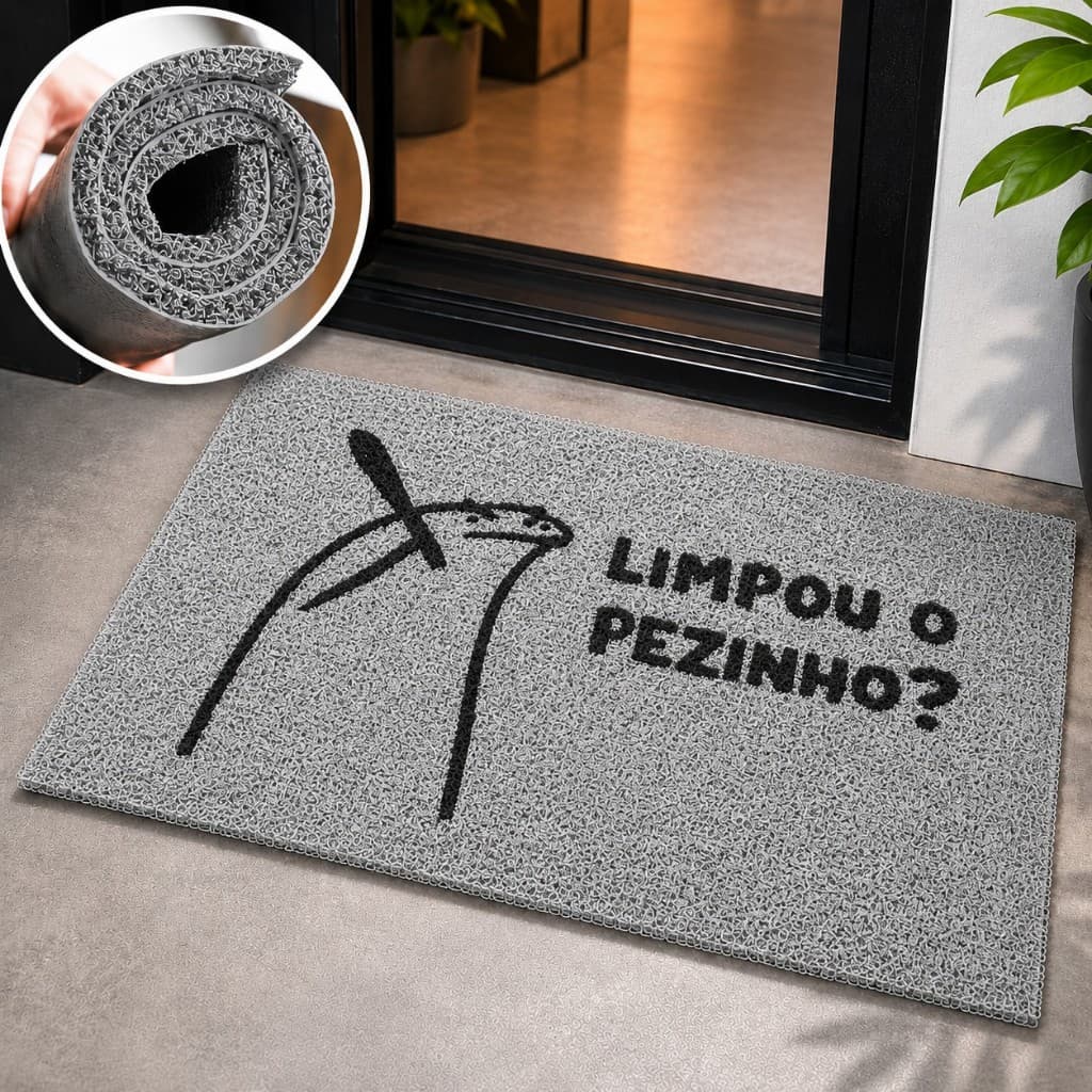 Tapete Porta de Entrada Limpou o Pezinho? Capacho Antiderrapante Lavável Interno/Externo