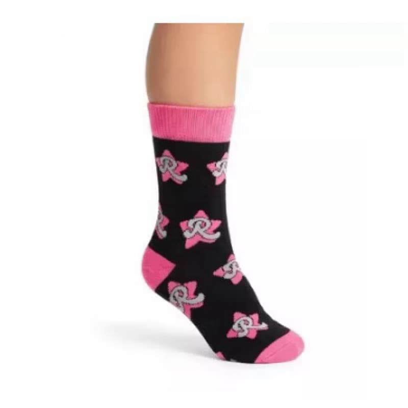 Meia Cano Médio Estampada Rosa Preta Feminina Confortável Fashion - Dos Rosas Emily