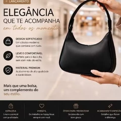 Bolsa Feminina de Ombro Pequena Minimalista Alça Curta Estilo Casual Elegante Moda 2026