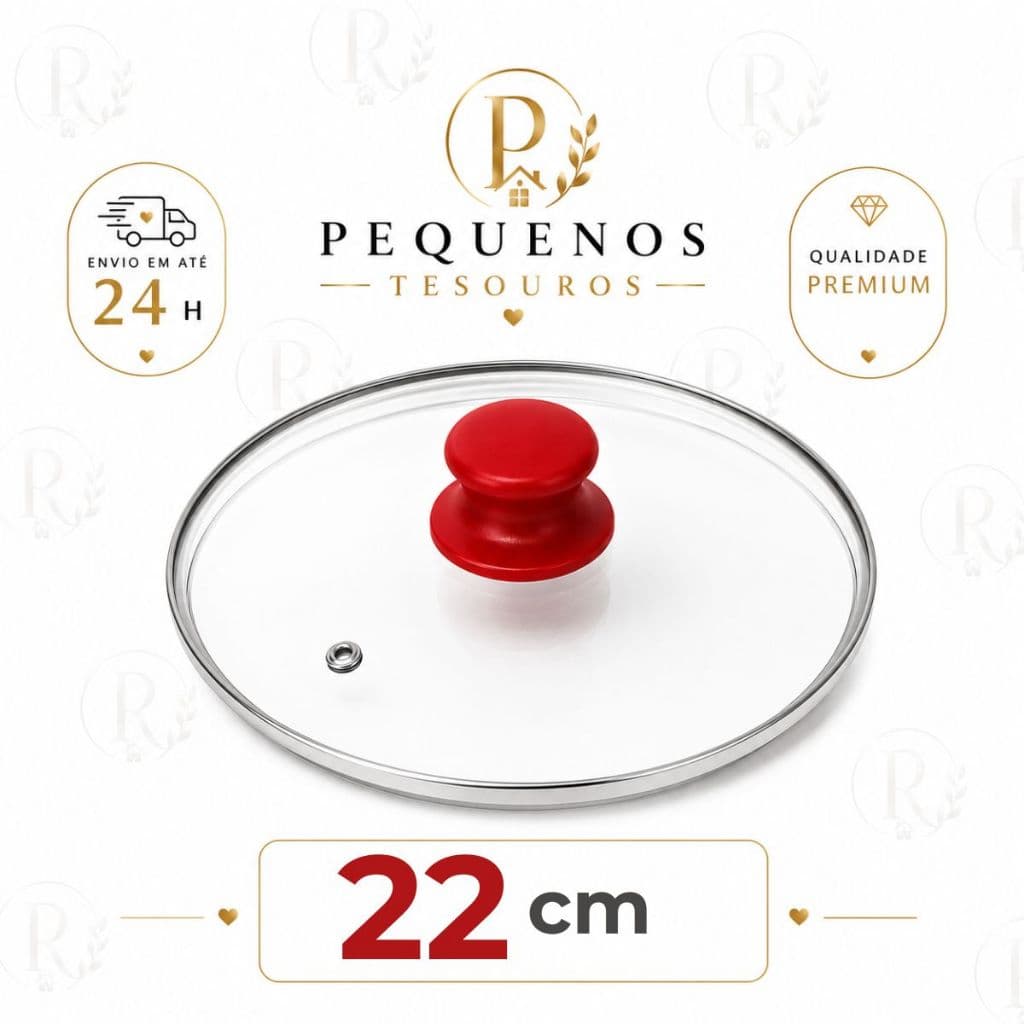 TAMPA AVULSA DE VIDRO TEMPERADO 22/23 CM  PARA PANELAS E FRIGIDEIRAS- COM BORDA DE AÇO- POMEL VERMELHO |UNIVERSAL