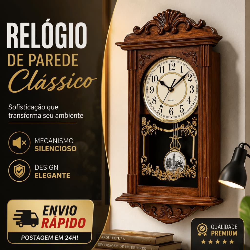 Relógio de Parede Vintage Decoração Sala Rústico Madeira Casa