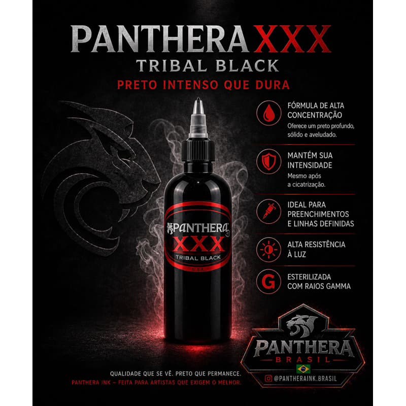 Tinta Panthera Tribal Black Xxx Preto Pintura Tatuagem 150ml