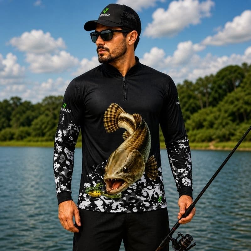 Camisa Pesca traíra Camiseta Proteção Uv50 Pescaria Camiseta Manga longa pesca