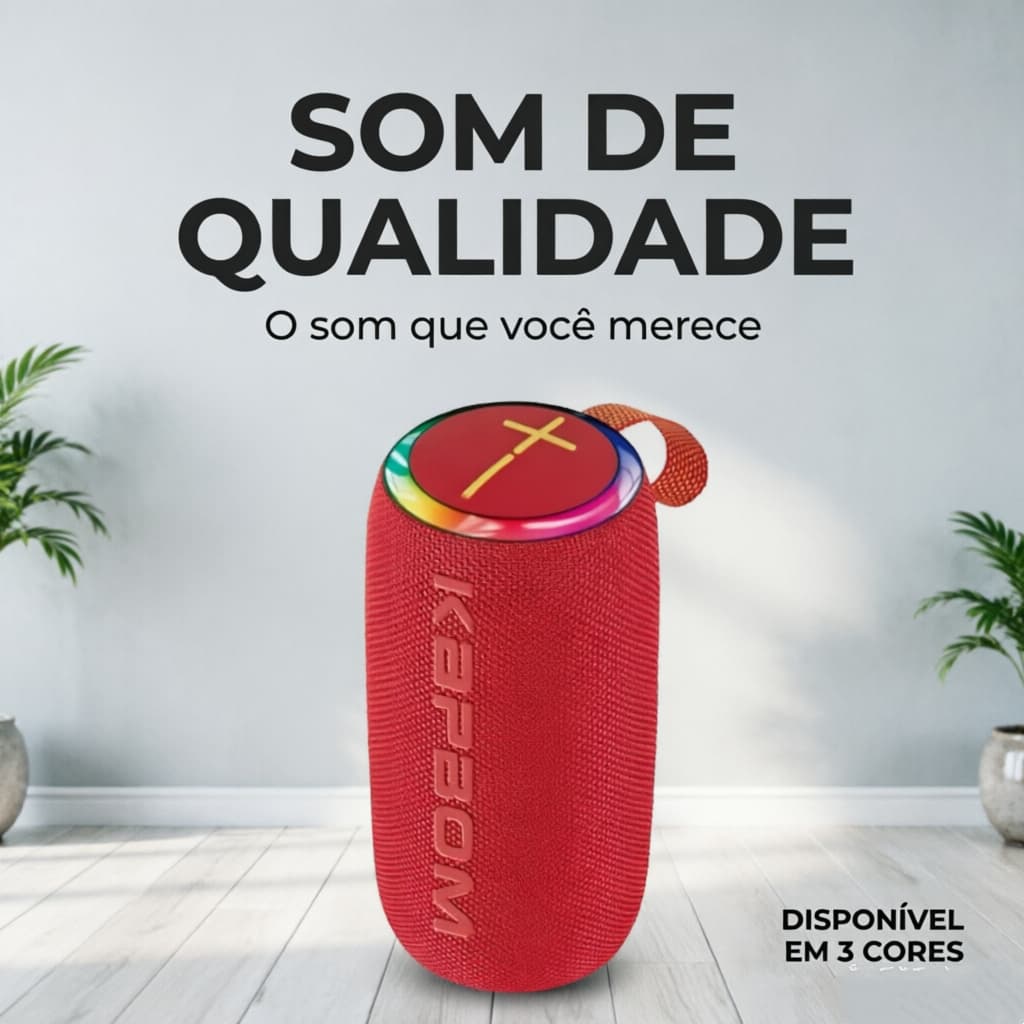 Caixa de Som Bluetooth com Efeitos de Luz RGB, 100W de Potência, IPX6, Função TWS para Stereo e Carregador Portátil