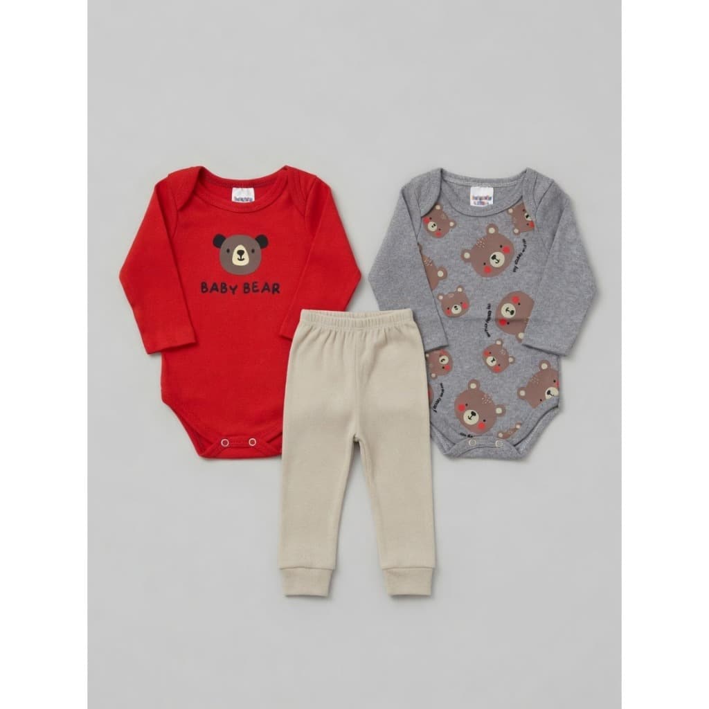 Conjunto Roupas de Bebês Body Manga Longa E Calça Algodão Inverno Enxoval Maternidade Meninos Meninas
