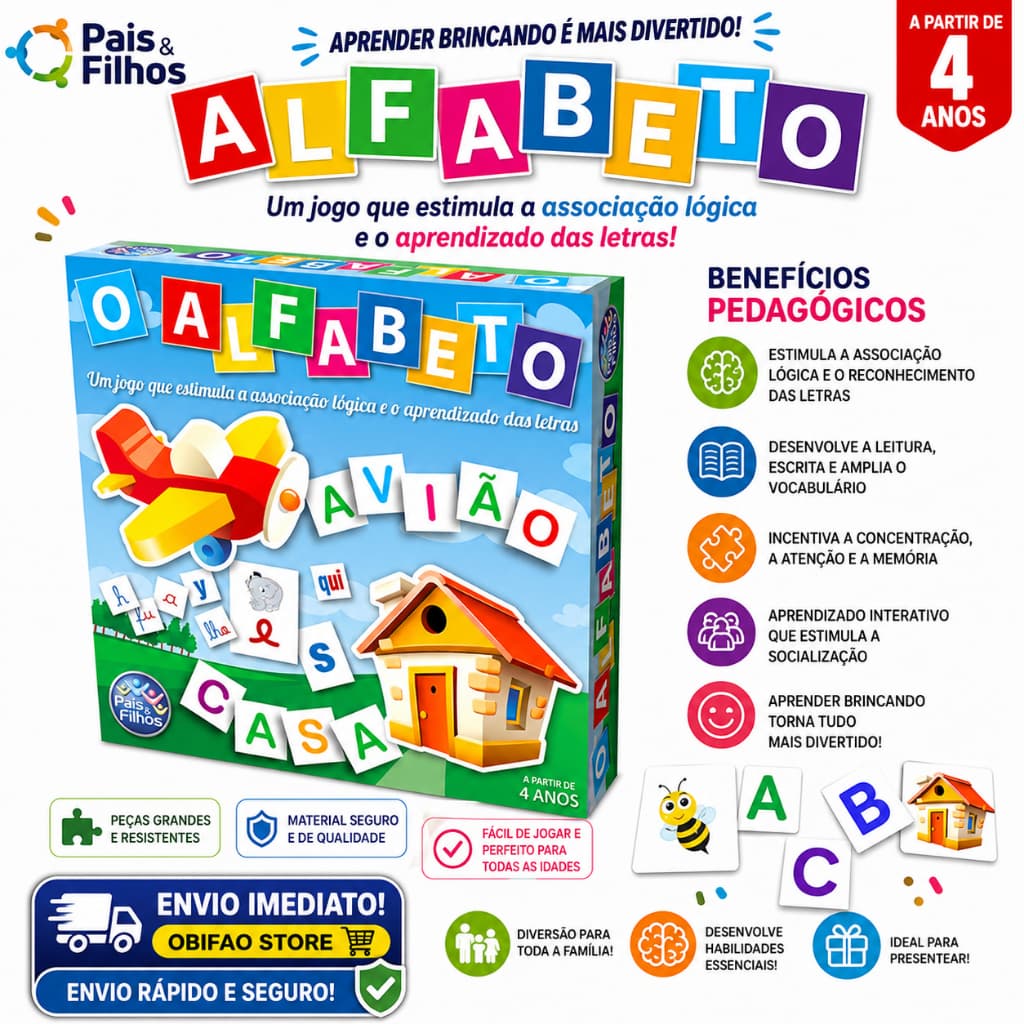 Jogo O Alfabeto Alfabetização Pedagógico Infantil Pais & Filhos