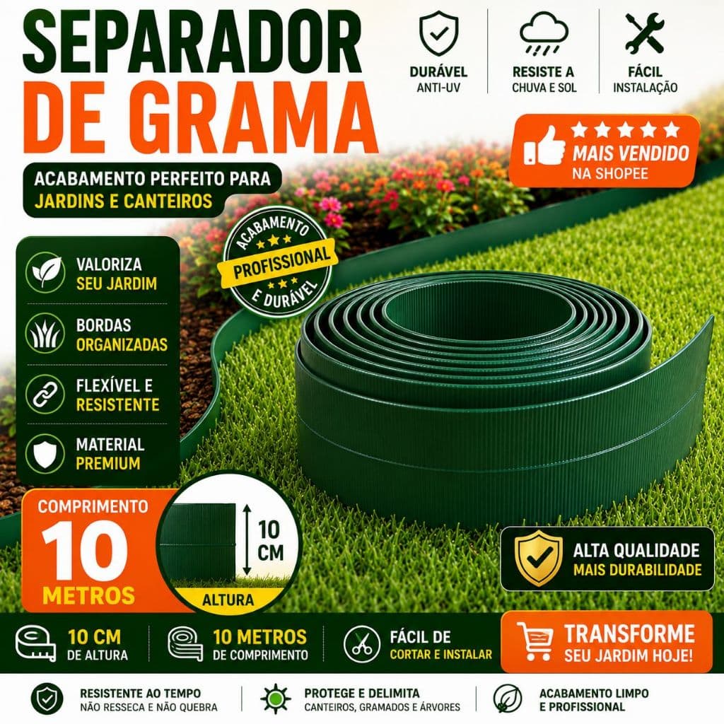 Limitador e separador de Grama Jardim Flexível Profissional Organizador (10 METRO)