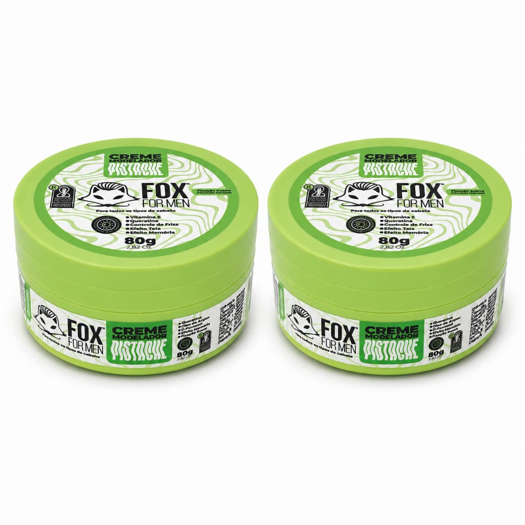 Kit 2 Pastas Modeladora Cabelo Pistache Fox For Men Para Cabelo Rebelde Controle Frizz  Toque Seco