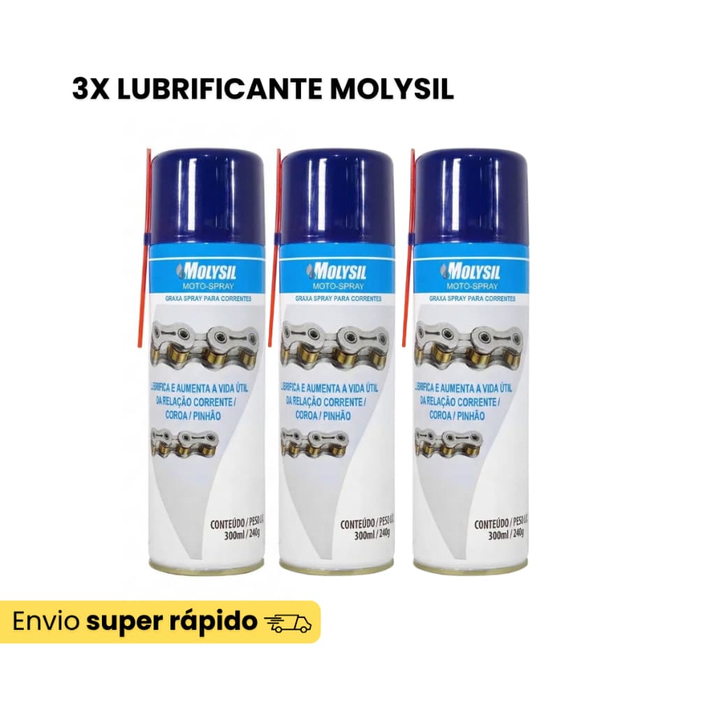3x Lubrificante Corrente Graxa Liquida Molysil Moto Spray