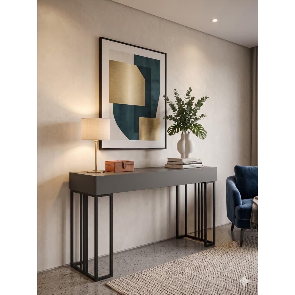 Aparador Buffet para Sala Cozinha Gaveta Embutida Gael 90cm Estilo Industrial Pé Ferro