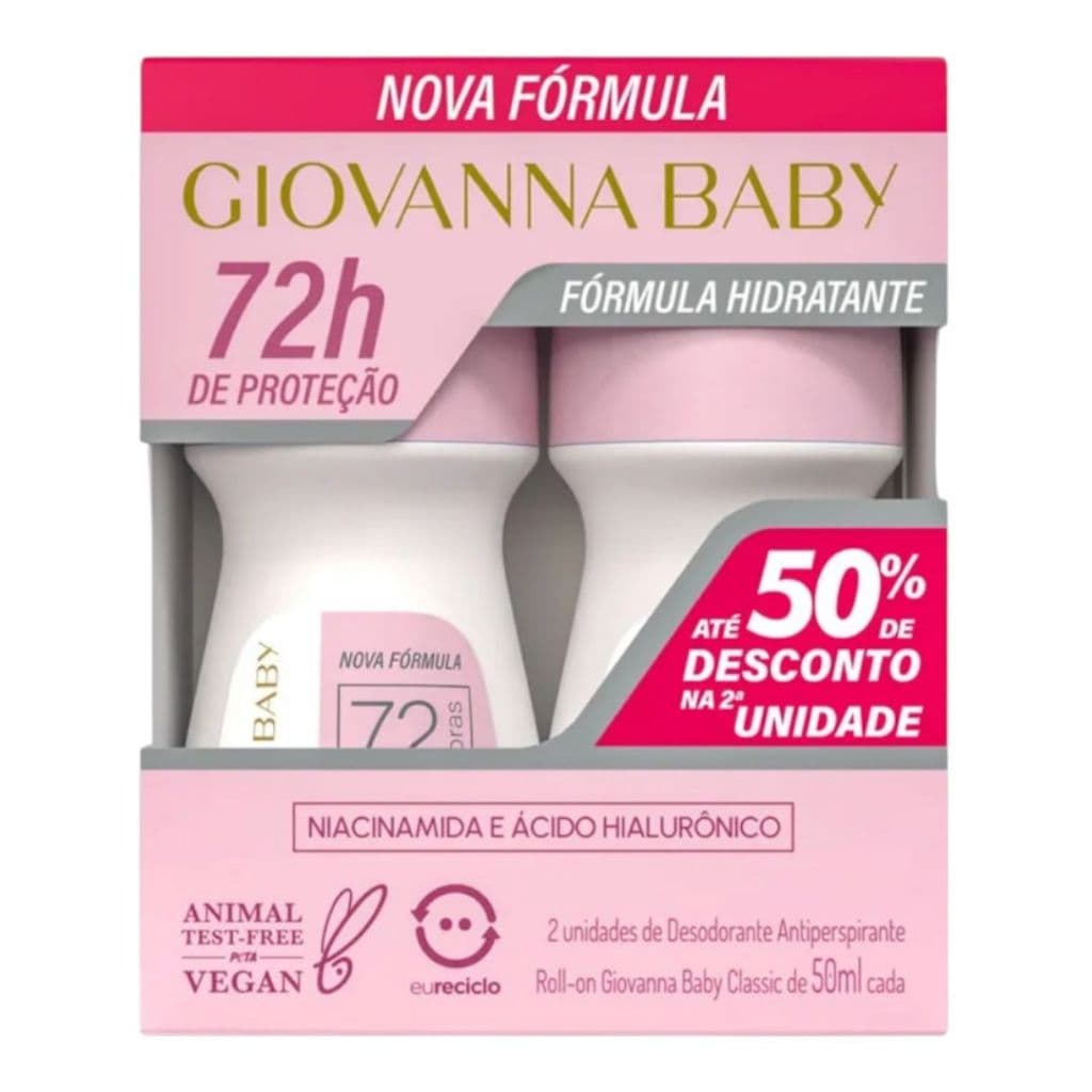Kit 02un Desodorantes Roll-On Giovanna Baby 50ml