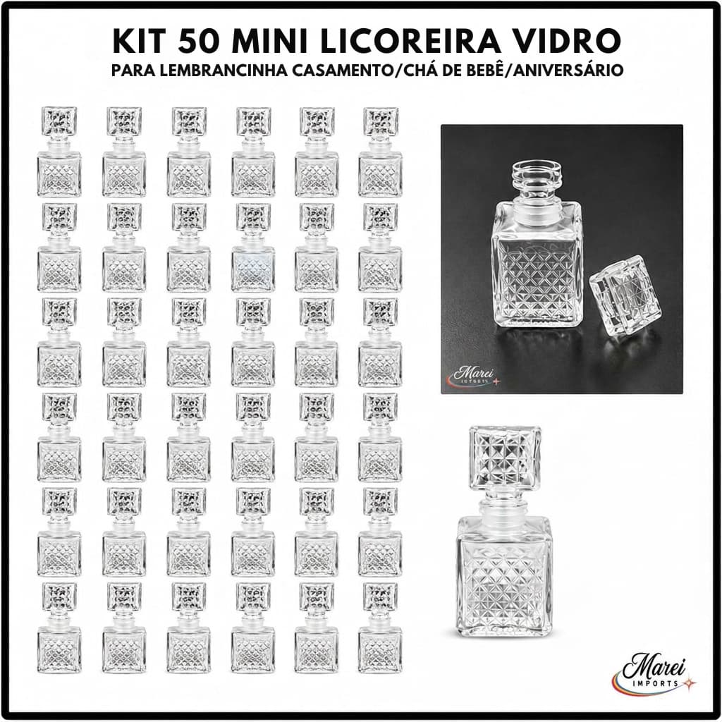 KIT 50 MINI LICOREIRA PARA LEMBRANCINHA / CASAMENTO / ANIVERSÁRIO / CHÁ DE BEBÊ / BODAS E CHÁ DE PANELA
