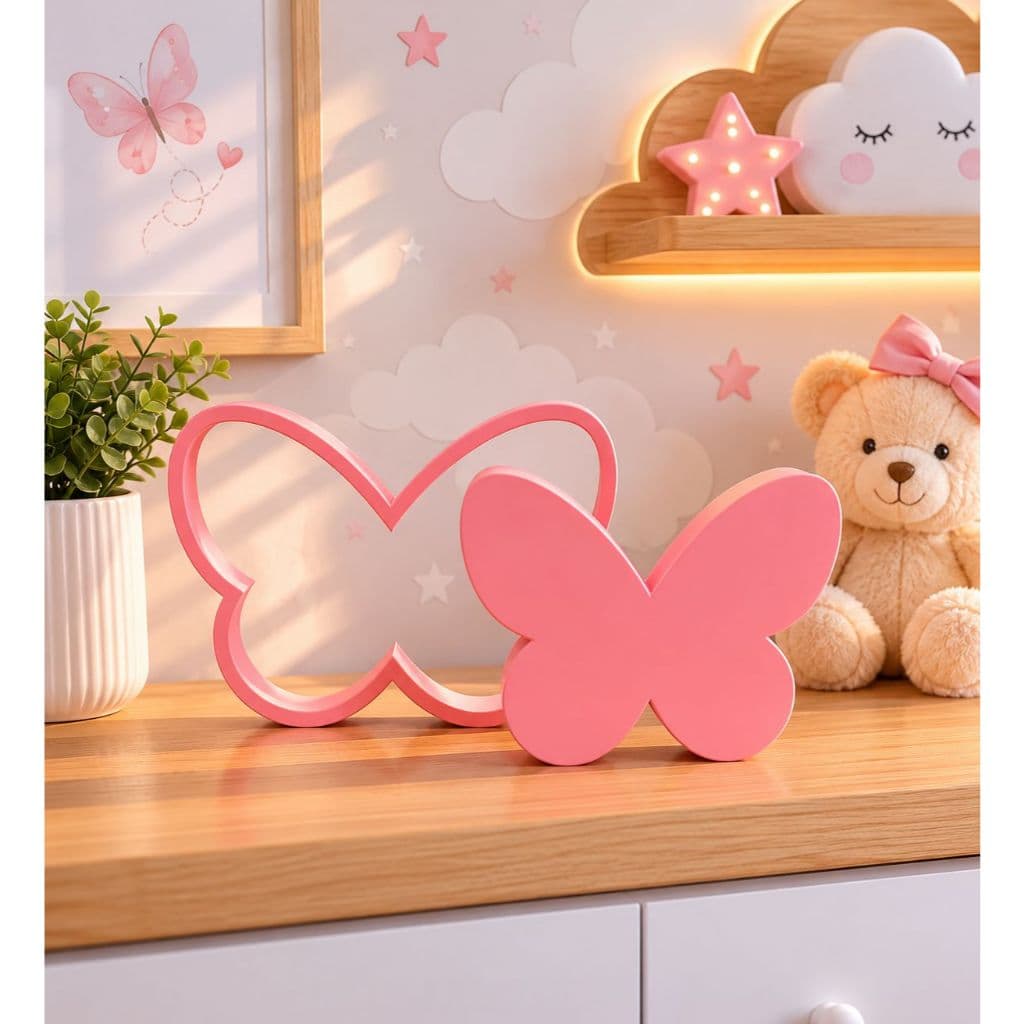 Decoração Para Quarto Borboleta Kit Decorativo Quarto De Bebê Nicho Prateleira Cômoda
