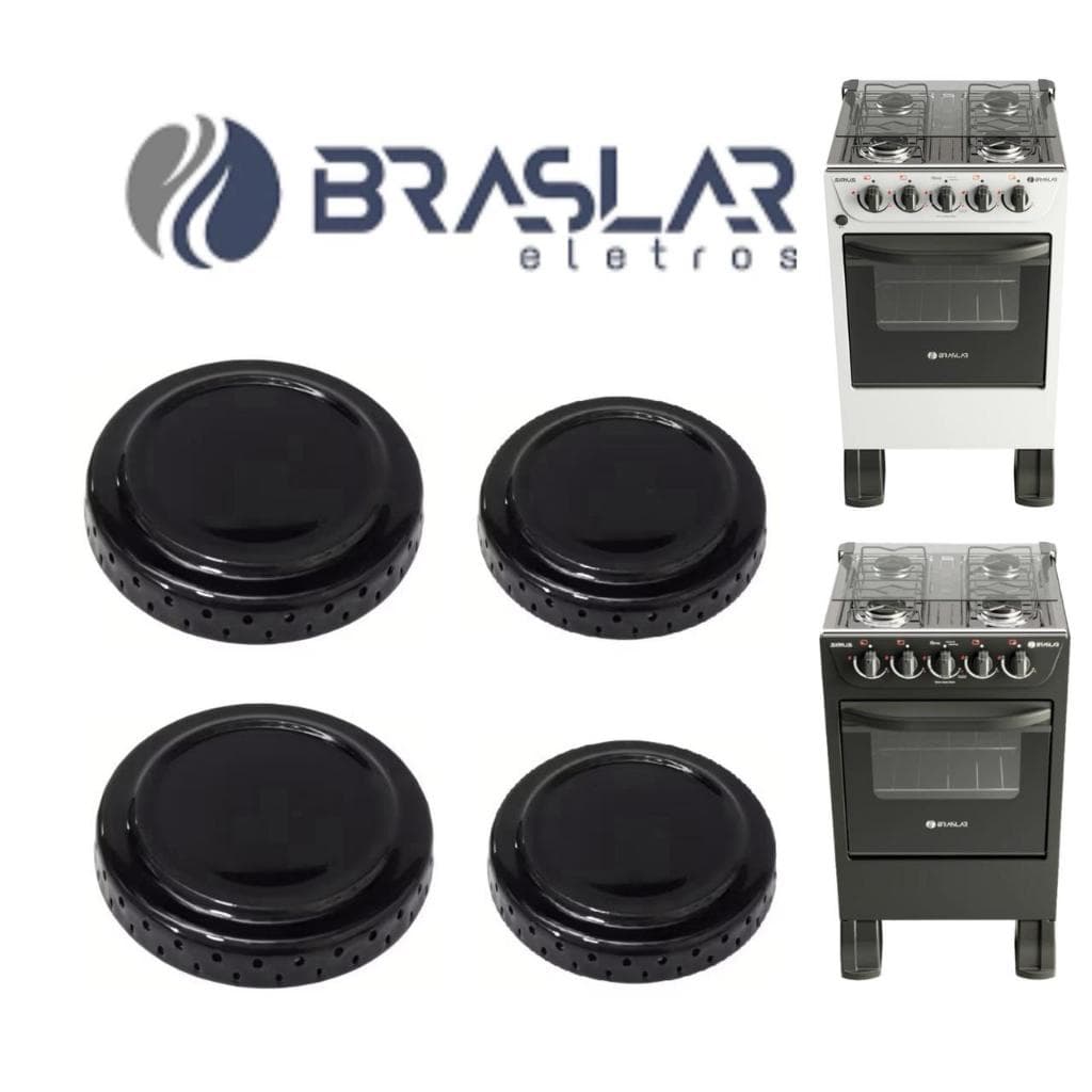 Kit Espalhador Fogão Braslar 4 Bocas Completo Tampas Queimadores Compatível