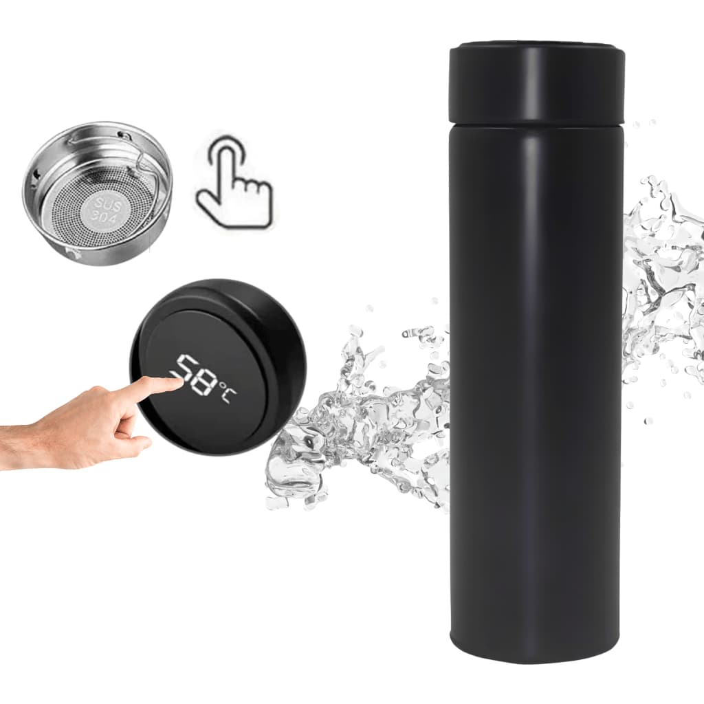 Garrafa Térmica 500ml Medidor De Temperatura Digital Termômetro