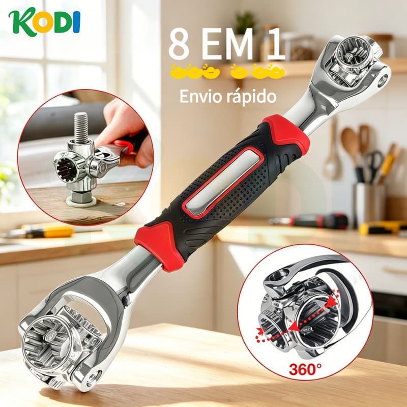 Chave de Catraca 8 em 1 Multifuncional, Soquete Automático 12 Pontos, Métrica e Imperial - F3