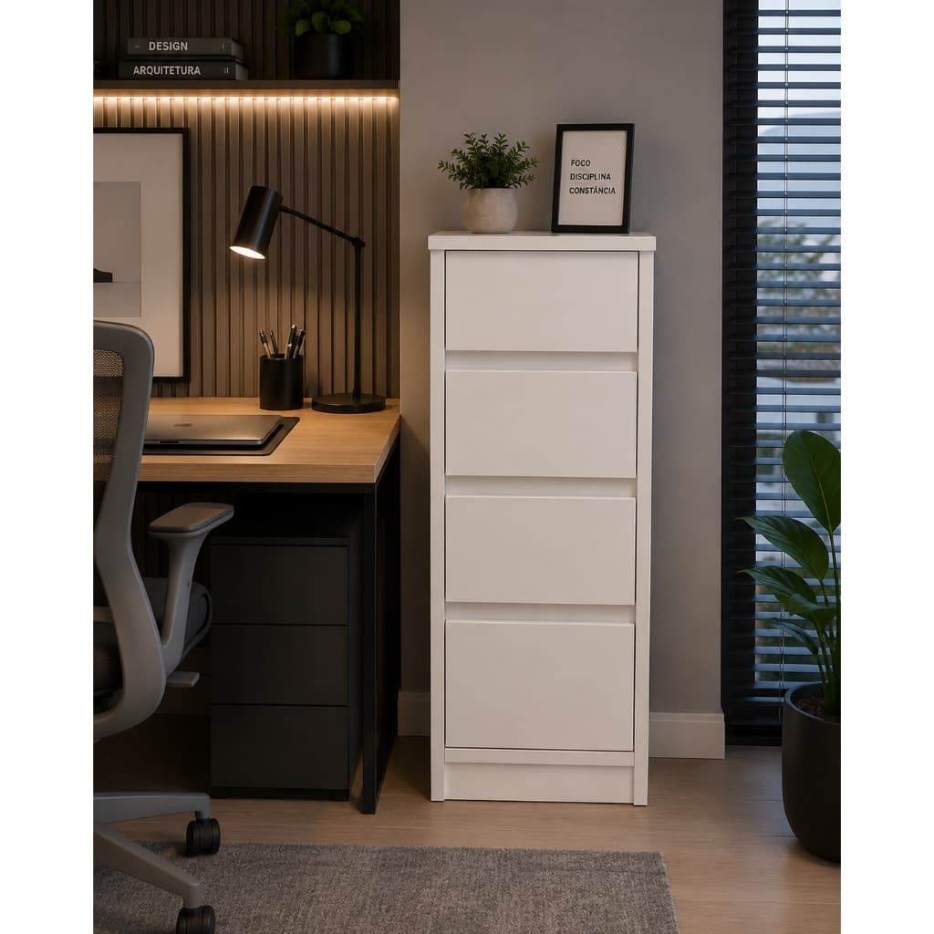 Gaveteiro Organizador de Chão 4 Gavetas 25x80x30 MDF – Envio Montado | B&D Artigos Para Decoração