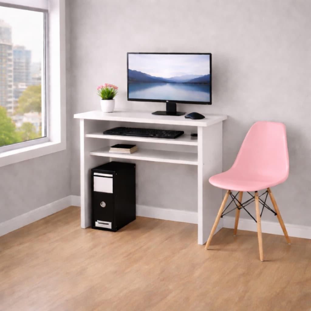 Kit Mesa Escritório Informática Com Gaveta Deslizante + Cadeira Ideal Para Quartos E Escritórios