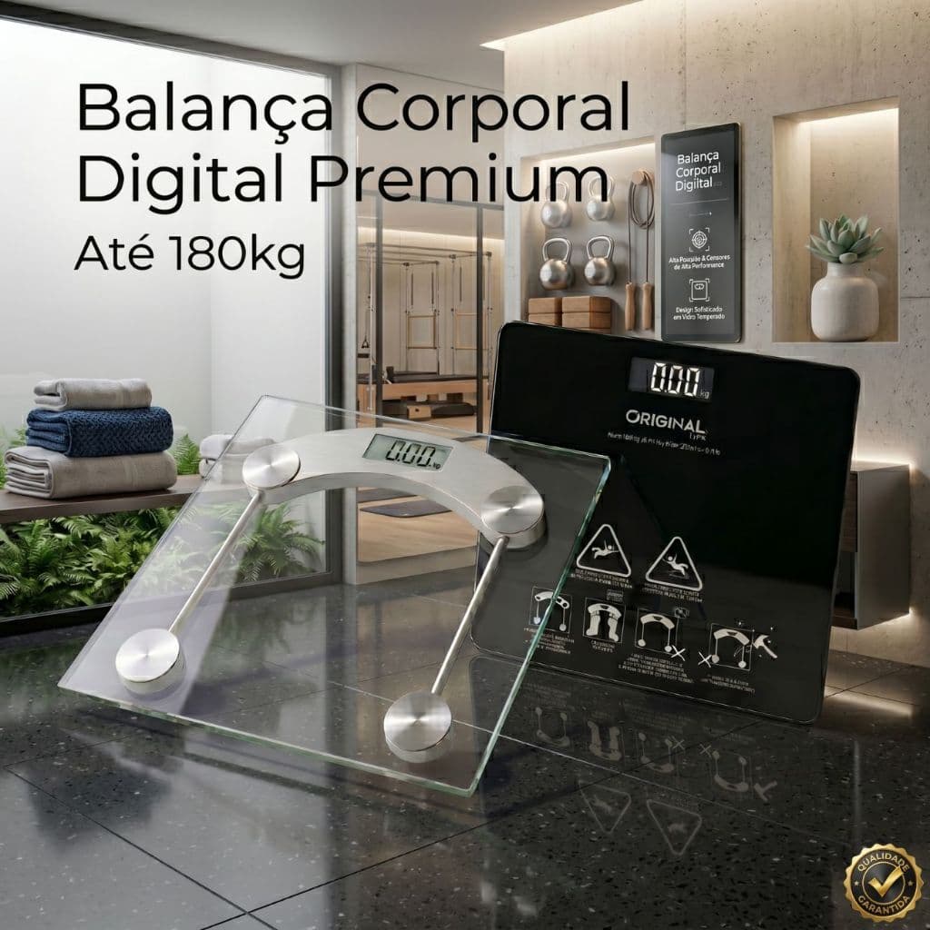 Balança Digital Corporal Vidro Temperado 180kg Transparente | Alta Precisão Banheiro