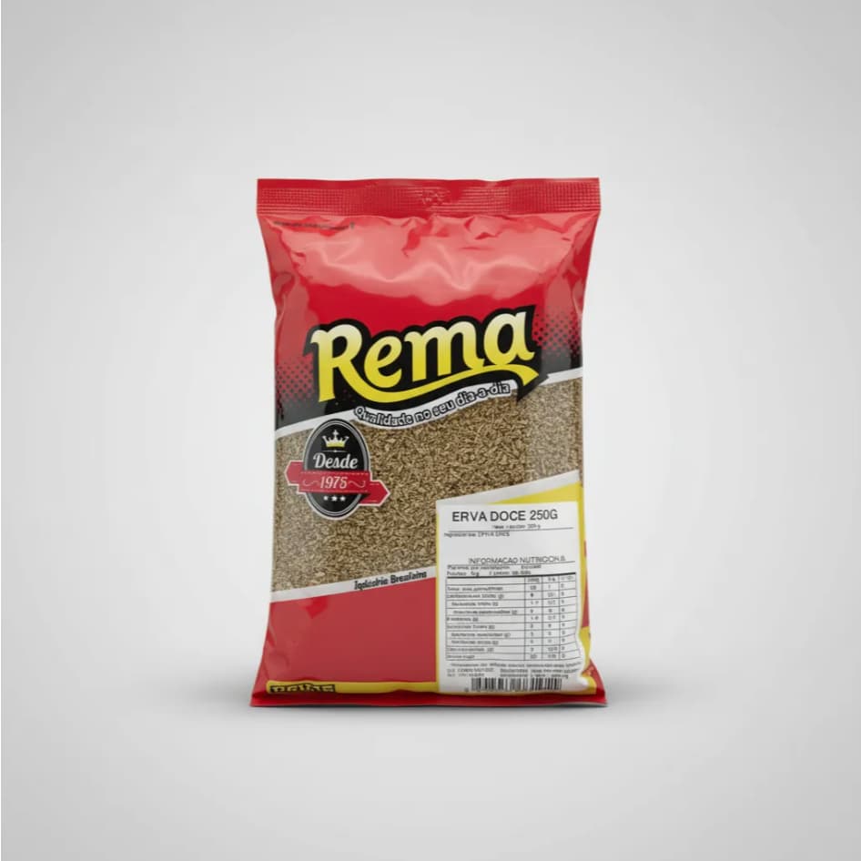 Erva Doce Rema 250g Natural Sem Glúten Tempero Culinário Chá Digestivo Aroma Suave Sabor Marcante