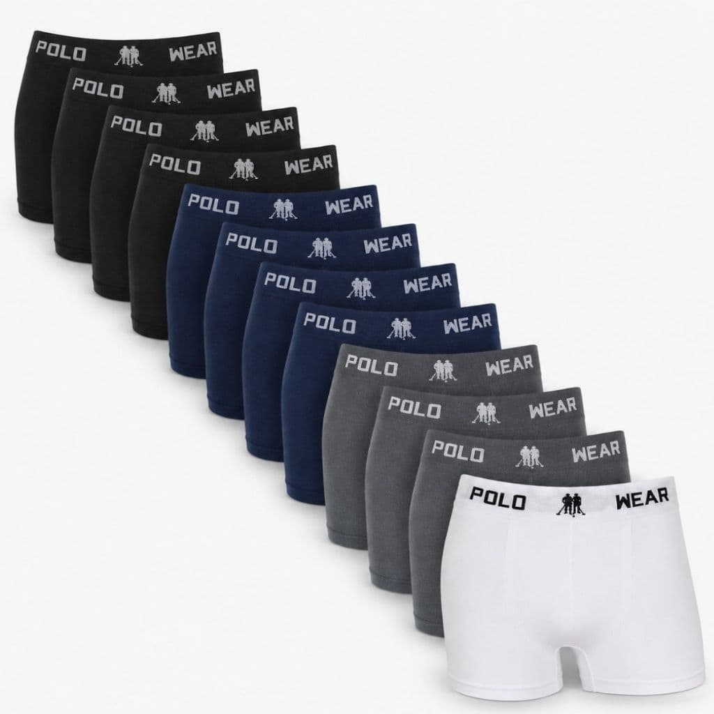 Kit 12 Cuecas Boxer Polo Wear Microfibra Sem Costura