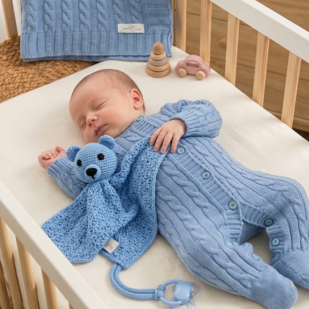 Kit Saída De Maternidade Tricô 2 Peças Luxo + BRINDE Naninha