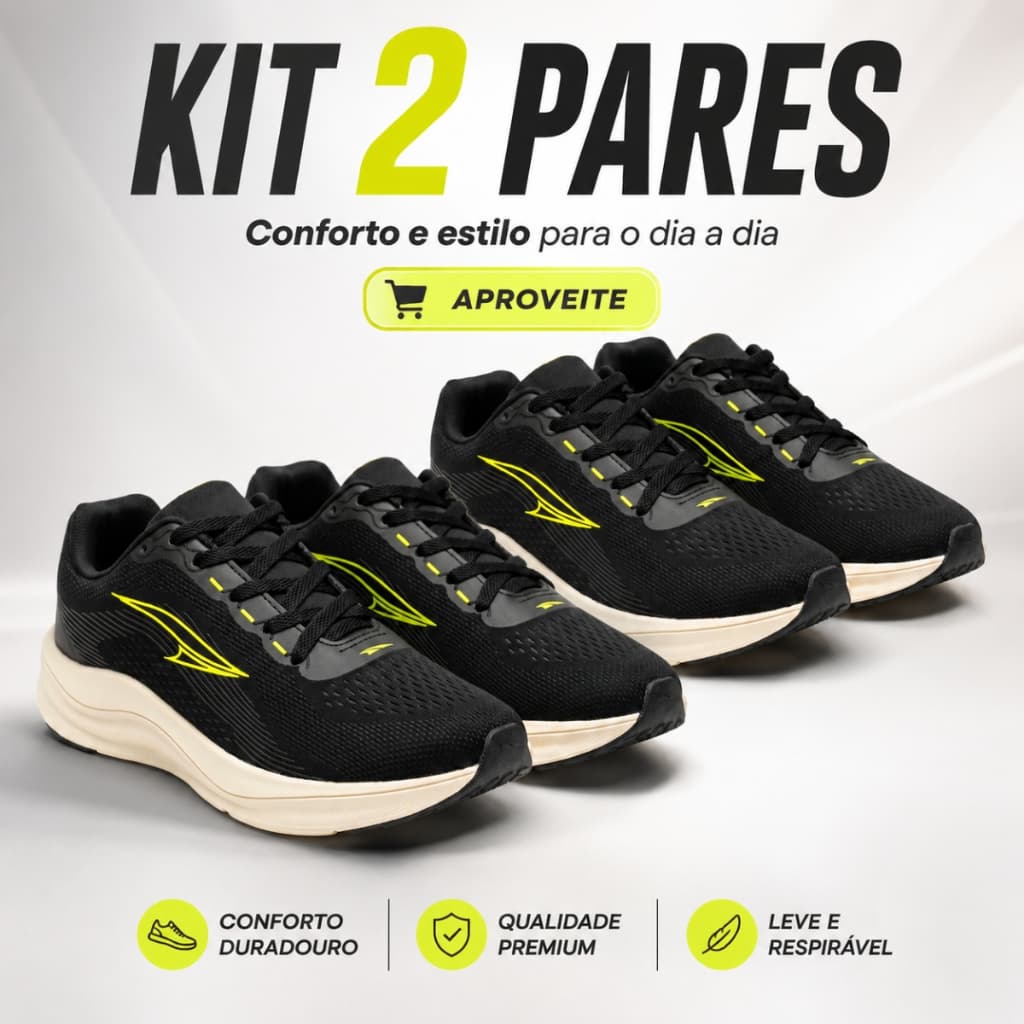 Kit 2 Pares Tênis Feminino Masculino Casual Academia Treino Dia A Dia Leve