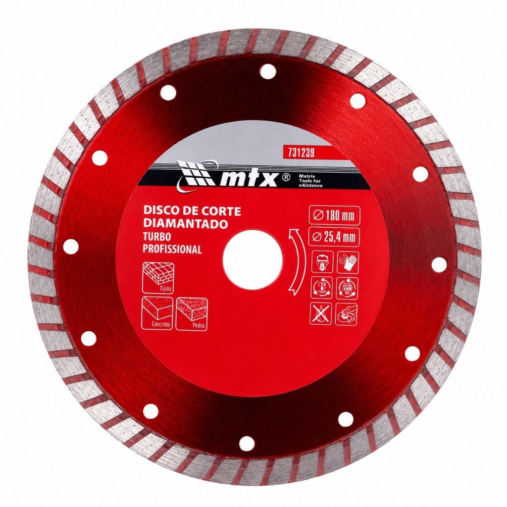 DISCO CORTE TURBO, DIAM, CORTE SECO, ANEL RED, 180 X 25,4MM