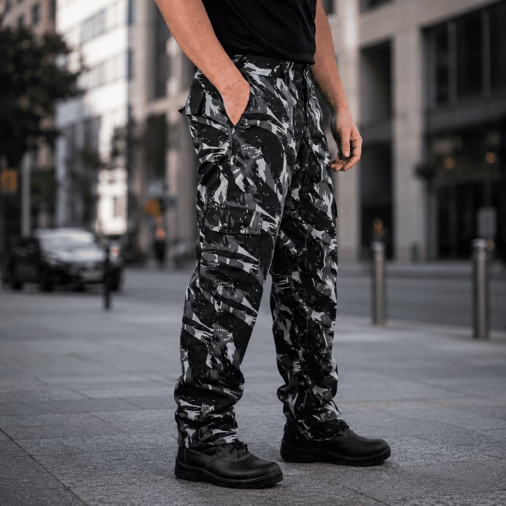 Calça Camuflada Masculina Ripstop Cargo Militar Resistente Para Trabalho