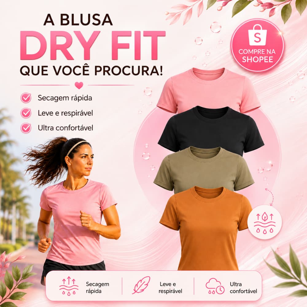 Blusa feminina basica para treina casual blusinha lifestyle dry fit pra academia corrida confortavel