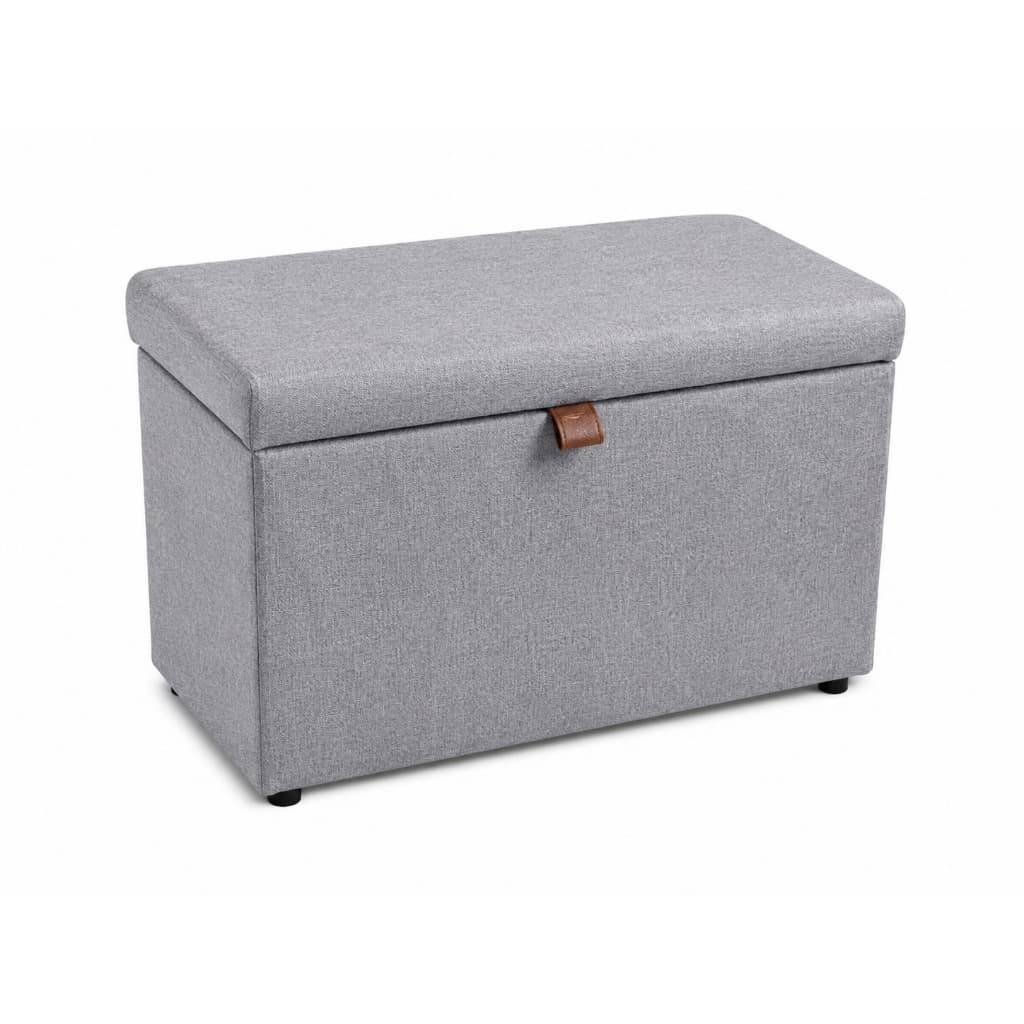 Baú Organizador Puff Berlim em Linho 60cm Base de Madeira Maciça