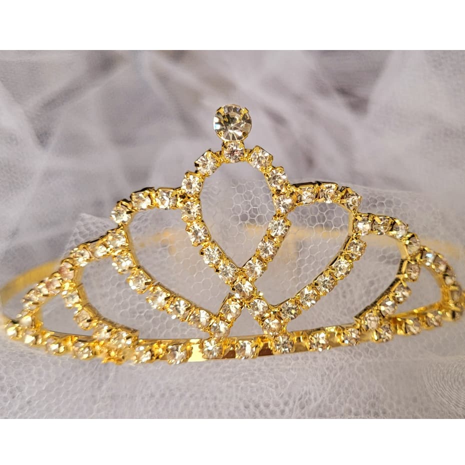 Tiara Noiva Arco De Cabeça Strass Coroa Princesa Daminha Dourada Ou Prateada