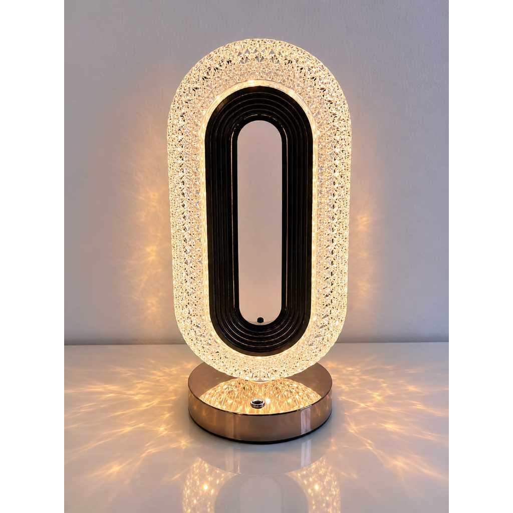 Luminária Cristal LED RGB Recarregável Touch Mesa Abajur Luz Noturna Decoração