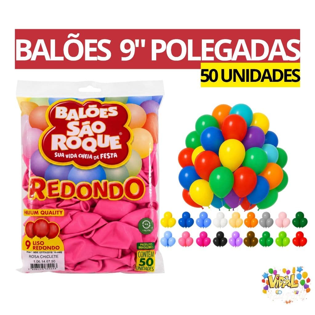 50 Unidades De Balão Bexiga 9" Polegadas Decorativo Para Festas Eventos Diversas Cores São Roque