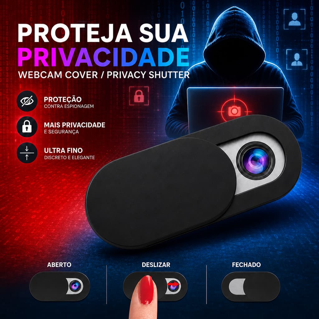 Protetor Bloqueador Câmera Tampa Esconde Webcam Hacker Capa Anti Espião Preto
